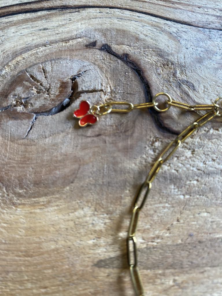 Chaîne de cheville en acier inoxydable avec charms fleur et papillon